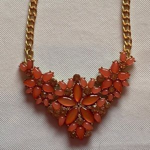 Pink statement necklace with pink rhinestones